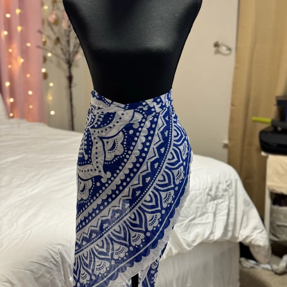 Avenue 9 Navy Blue Mandala Wrap Scarf/Sarong - One Size Fits Most - Picture 4 of 9